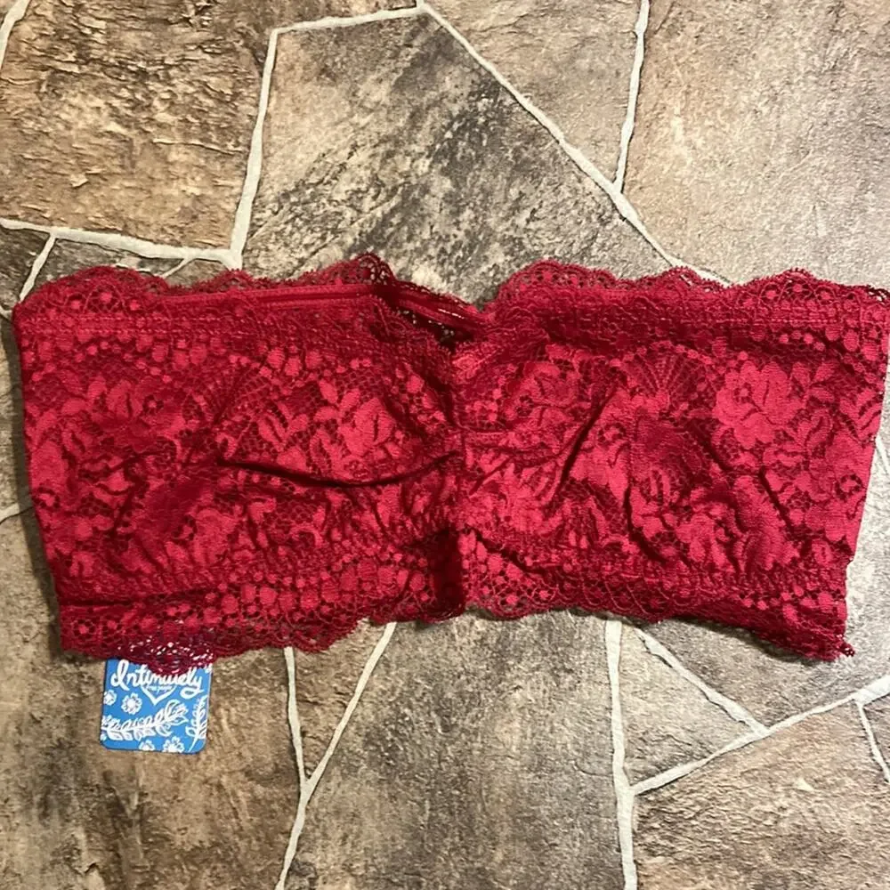 NWT Free People Lacey Looks Bandeau Burgundy Sz Small